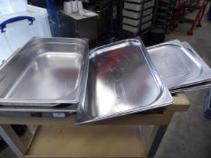 * selection of gastronomes - 2 x gastros, 2 x lids, 2 x baking trays