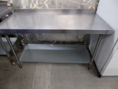* Vogue S/S prep bench with upstand to rear and undershelf 1500w x 700d x 950h