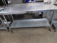 * Vogue S/S prep bench on castors with undershelf 1800w x 700d x 1000h