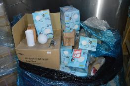 *Pallet of ~30 White Ball Wall Lights, and 4 Boxe