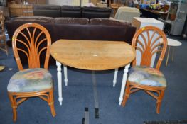 Oak Effect Circular Drop Leaf Kitchen Table and Tw