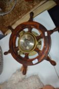 Wood & Brass Ships Wheel Barometer (AF)