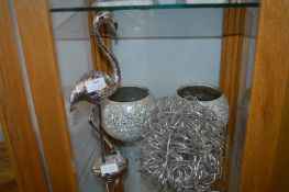 Two Mosaic Tealight Holders, Flamingo and an Abstr