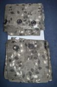 Brown with Foliage Design Curtains 134x92