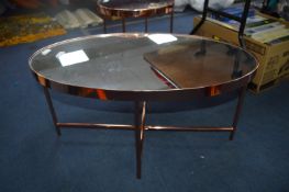 Copper Effect Oval Mirror Topped Coffee Table