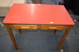 1960's Drop Leaf Formica Topped Table with Two Dra