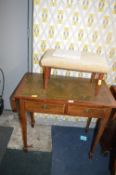 Leather Topped Side Table and Footstool