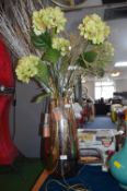 Large Glass Vase with Artificial Flowers and LED B