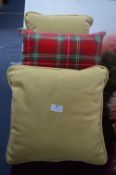 Three Cushions (2x mustard, 1x tartan)