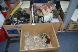 Three Boxes of Household Goods, Glassware, etc.
