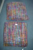 Pair of Multicoloured Knitted Cushions