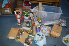 Large Quantity of Christmas Decorations and Knitti