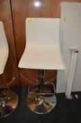 White & Chrome Gas-Lift Barstool