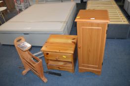 Pine Cupboard, Storage Box, and a Newspaper Rack