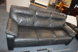 Black Leather Three Seat Sofa