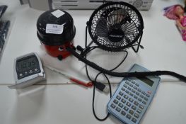 Desktop Electricals; Fan, Mini Vacuum, Calculator,