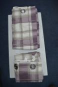 Lilac & Grey Tartan Eyelet Curtains 90x90