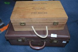 Vintage Suitcase and a Wooden Box