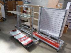 *Three Mobile Gondola Shelving Units with Ten Plat