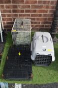 Two Pet Carriers and a Cage