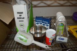 * Food Scoops, Pet Bowls, Shampoo, etc.