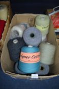 Two Boxes of Assorted Spools of Yarn