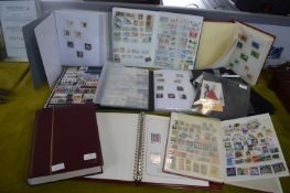 Eight Stanley Gibbons Stamp Albums, Stamps, etc.