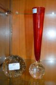 Glass Paperweight and a Vase