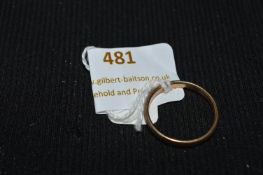 9k Gold Wedding Band Size: R ~2.7g