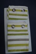 Green Striped Eyelet Curtains 53x73
