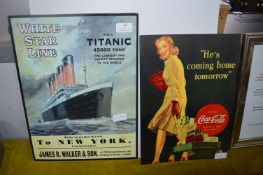 Titanic Coca-Cola Reproduction Advertising Signs