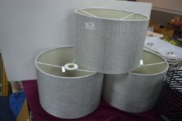 Three Silver Fabric Lampshades