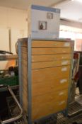 * Small Metal Framed Eight Drawer Storage Cabinet plus Floating Shelves