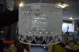 Cream Metal Lampshade with Heart Motif