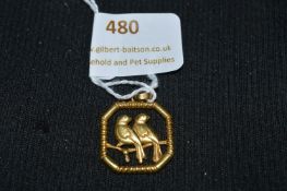 9k Gold Lovebirds Pendant ~3.5g