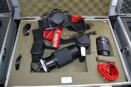 Canon A-1 35mm Camera with Aluminium Flight Cases,