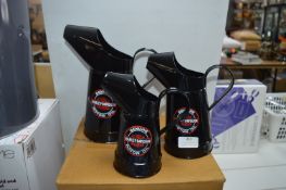 Three Reproduction Harley Davidson Oil Jugs