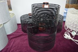 Set of Four Black & Copper Lampshades