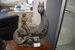 Resin Figure of a Lady on a Dragon