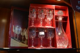 RCR Lead Crystal Decanter and Wine Glass Set