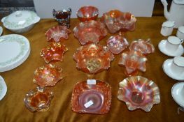 Fourteen Carnival Glass Dishes