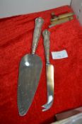 Cake Knife and Cheese Knife with Hallmarked Sterli