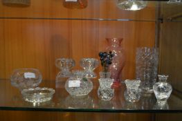 Cut Glass Vases etc. plus Hat Pins