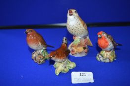 Three Beswick Birds and a Royal Worcester Thrush