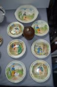 Alfred Meakin Dicken's Characters Bowls plus a Bretby Vase
