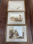Three Framed Grand Tour Pen & Ink Landscapes