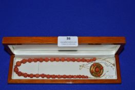 Coral Necklace with 9k Gold Findings plus Pinchbeck Coral Brooch