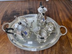 Edwardian Silver Plate Tea Set on Tray