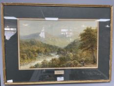 Framed Victorian Watercolour - Mountains of Sky by W.M Lewis RCA