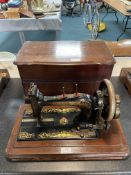 Bradbury's Family Manual Sewing Machine with Wooden Carry Case